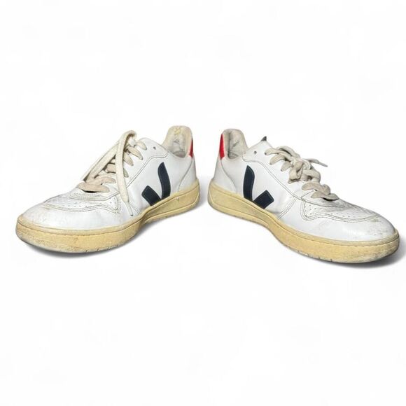 VEJA V-10 white Nautico Pekin leather sneakers Size M7/L8 - Picture 4 of 8
